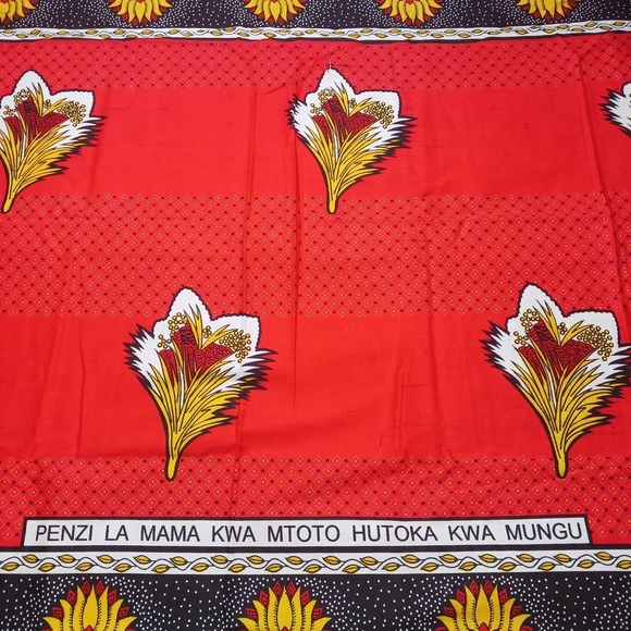 Urafiki Tanzania Khanga #529 60"x40" Penzi La Mama Kwa Mtoto Hutoka Kwa Mungu - Picture 1 of 16